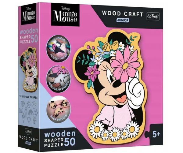 Wood Craft Junior: Disney Minnie egér világa fa puzzle 50db-os - Trefl