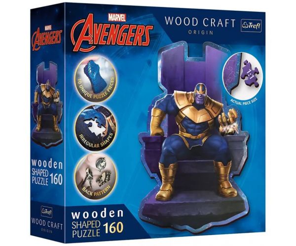 Wood Craft: Marvel Bosszúállók - Thanos a trónon 160 db-os prémium fa puzzle - Trefl