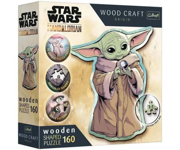 Wood Craft: Star Wars - A Mandalorián Grogu 160 db-os prémium fa puzzle - Trefl