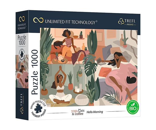 Yoga, Cats, kava Hello jutro UFT puzzle - Trefl