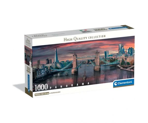 Naplemente a Temzén HQC 1000 db-os panoráma puzzle poszterrel - Clementoni