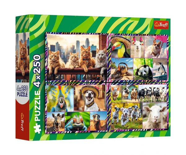 Mókás állatok 4x250db-os puzzle - Trefl